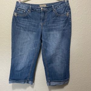 Earl Jeans Women’s Embellished Distressed Capris. Distressed Condition. Size 14P